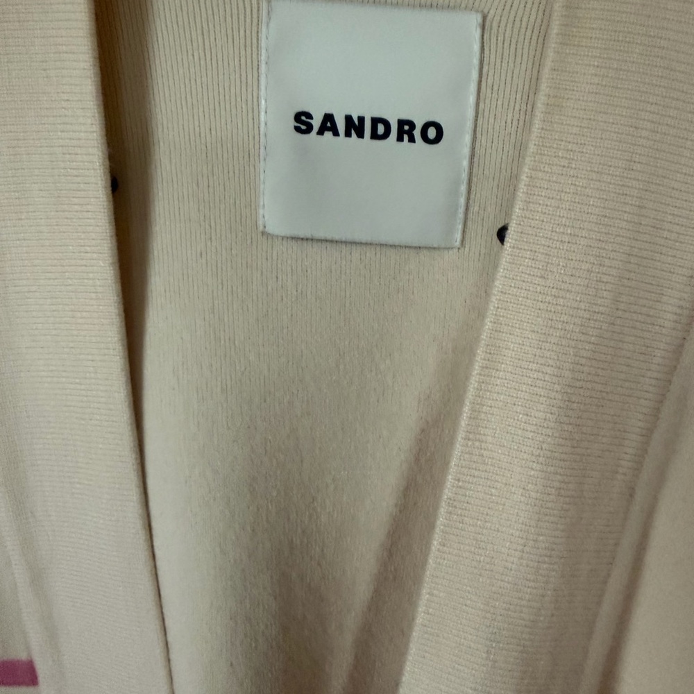 Sandro Pink and Cream knit Cardigan 2 - pin not included - Picture 6 of 9